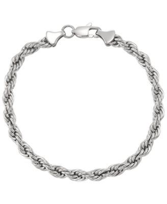 Silver-Tone Stainless Steel Rope Bracelet