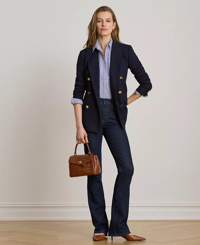 Women's Double-Breasted Wool Crepe Blazer - thumbnail 8