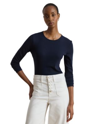Cotton-Blend Long-Sleeve Top
