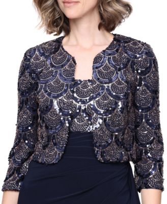 Women's Sequin-Lace 3/4-Sleeve V-Neck Coverup