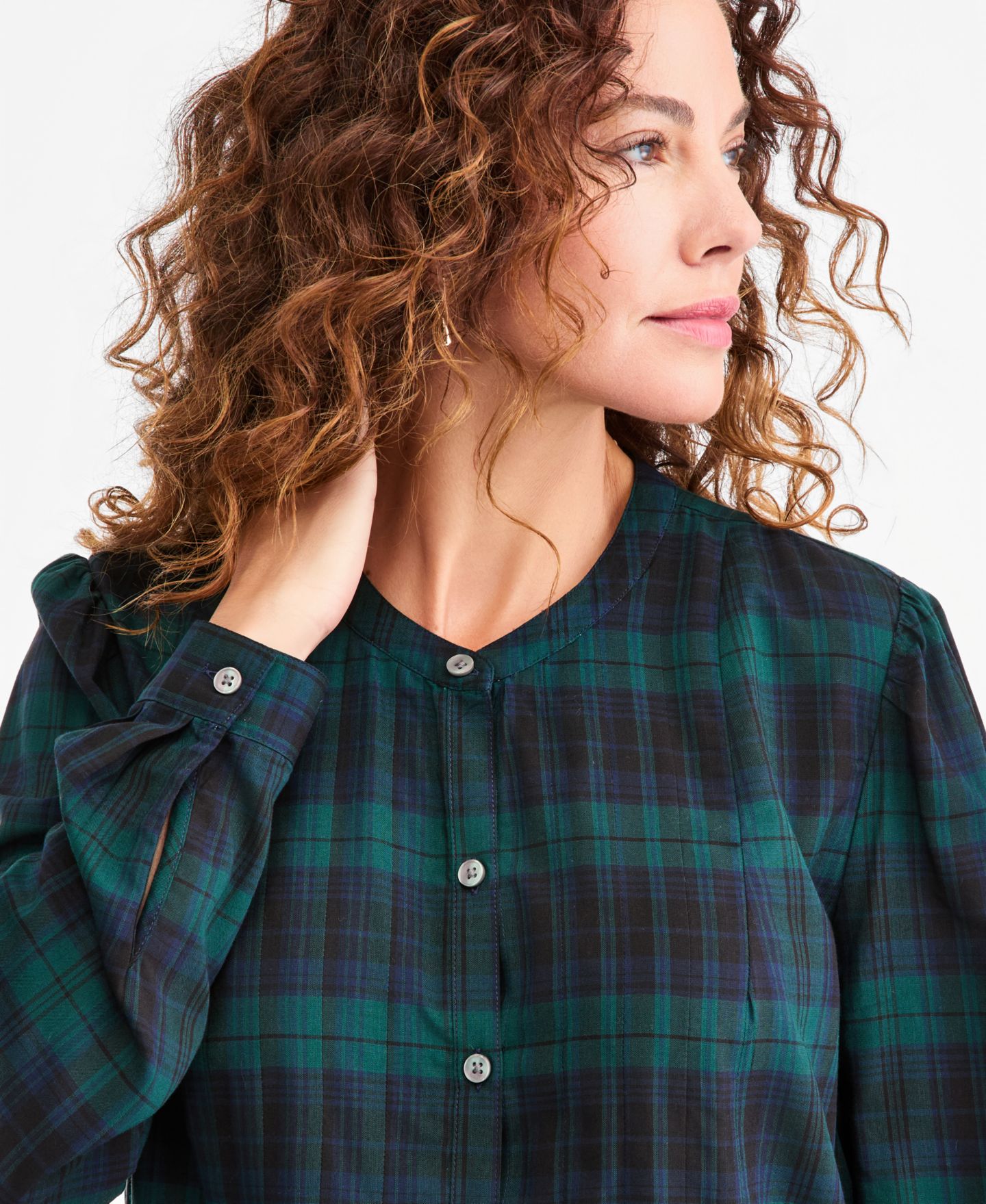 Женская рубашка Style & Co Plaid Long-Sleeve Pleat Front, цвет: Клетчатый — фото 3