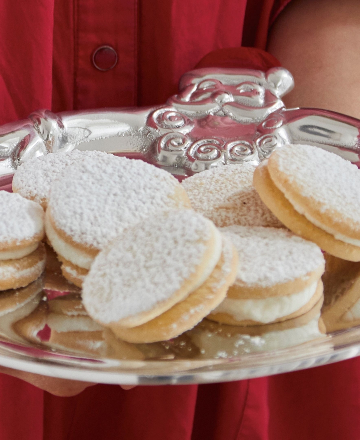 Mariposa Hugging Santa Round Cookie Platter
