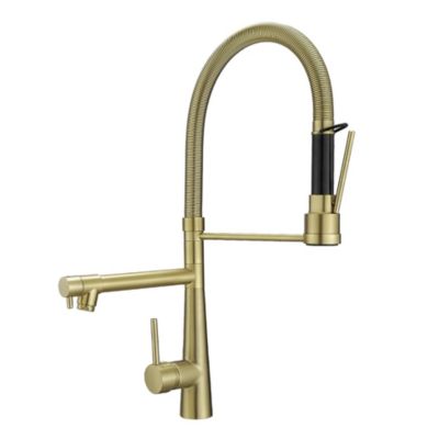 Dual-Outlet Pull-Down Kitchen Faucet, High Arc Brass Sink Tap with 360degree(s) Swivel and 2 Water Modes