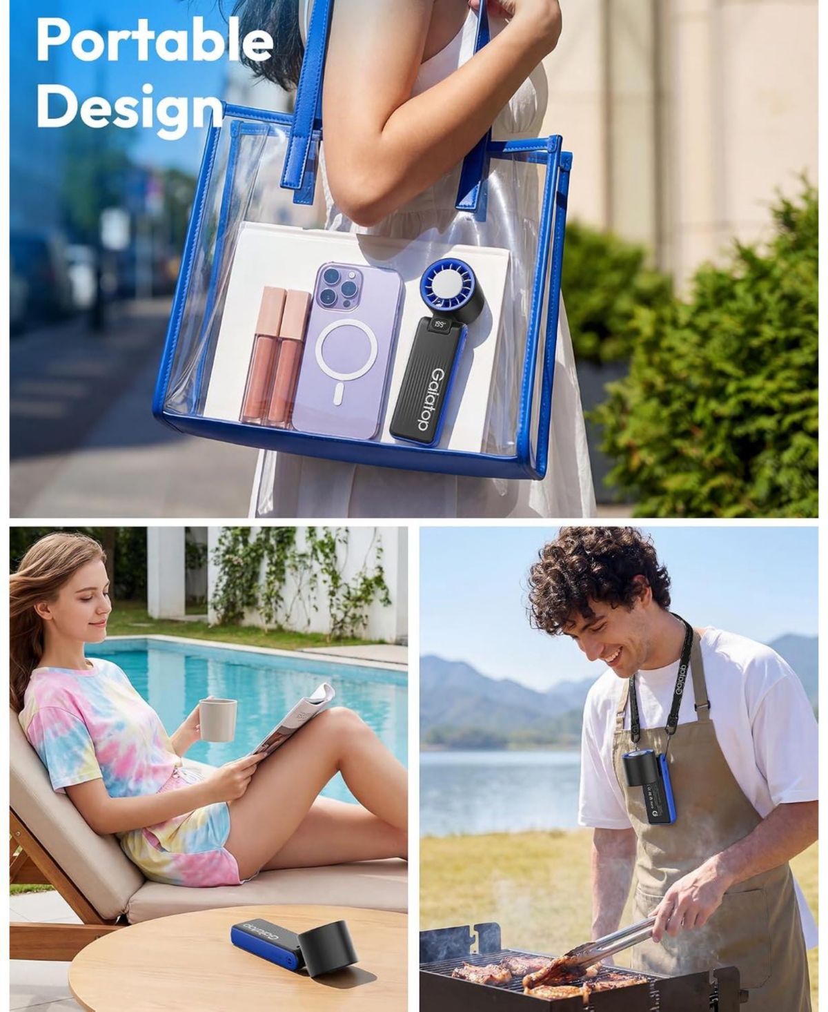Gaiatop Portable Handheld Turbo Fan with Ice Cooler, 6000mAh 32H Cooling Fan Portable, 199 Speeds Personal Fans