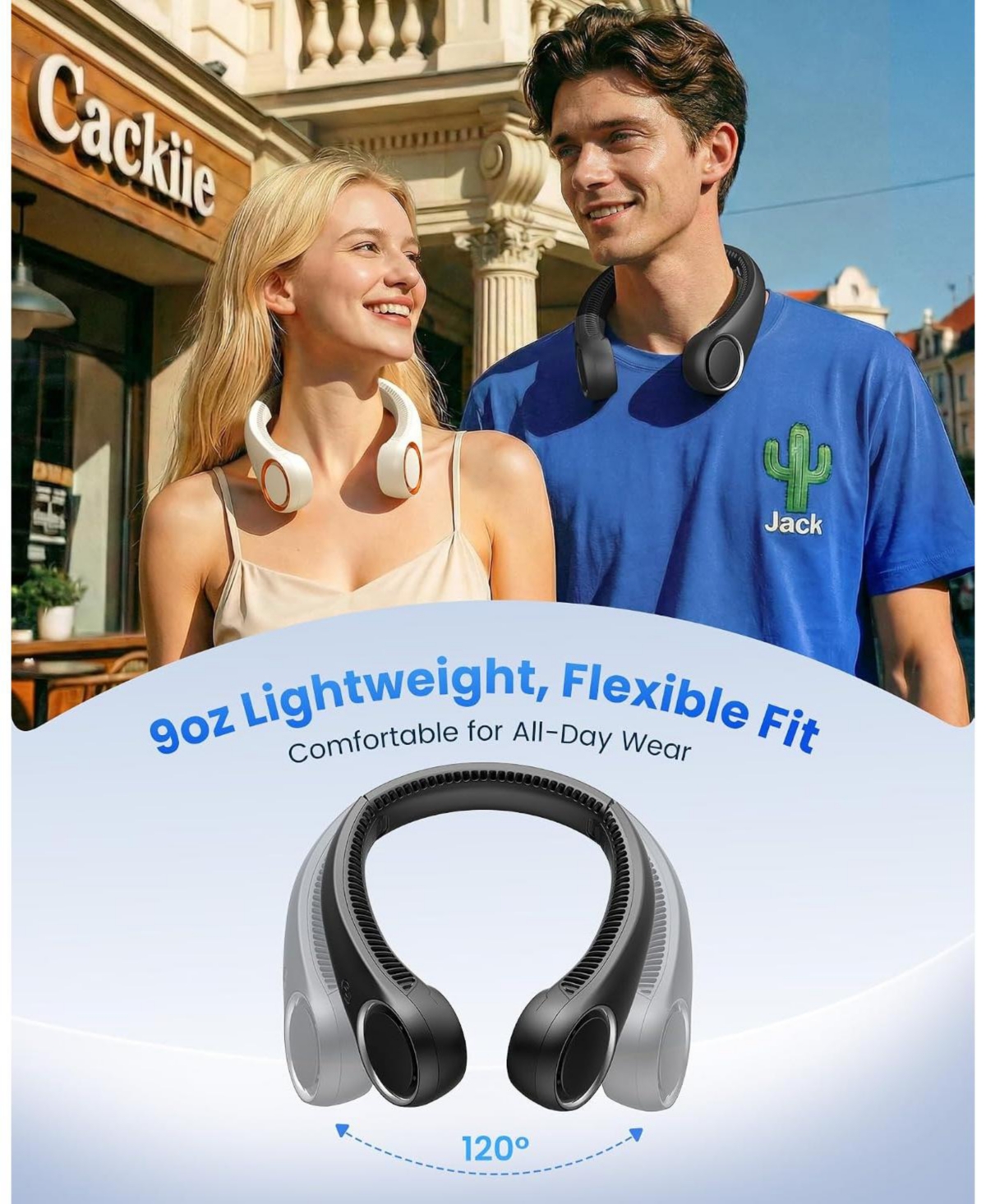 Gaiatop Portable Neck Fan Rechargeable, Hands-Free Cooling, 23.5hrs Runtime, Battery Powered Personal Wearable Fan Quiet, Summer Outdoor.