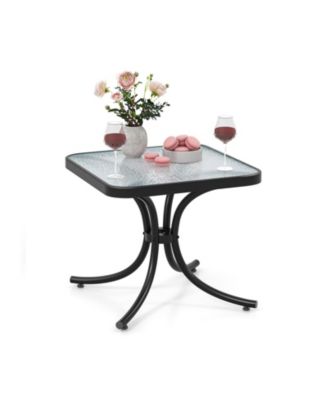 20 in Tempered Glass Side Table with Rustproof Metal Frame