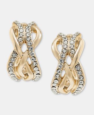 Crystal Gold-Tone 17MM Multirow Wave Hoop Earrings