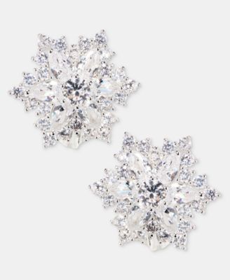 Cubic Zirconia Snowflake Clip-On Stud Earrings