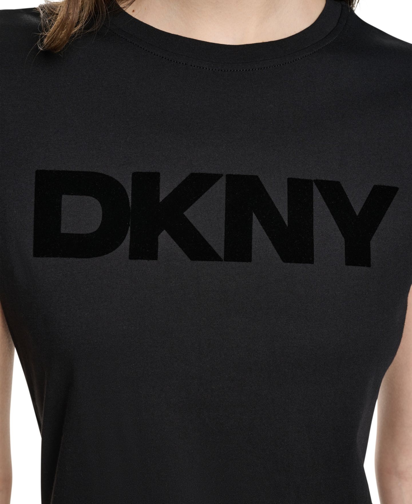 Женская футболка DKNY Sport Flocked Logo Crewneck, цвет: Чёрный — фото 6