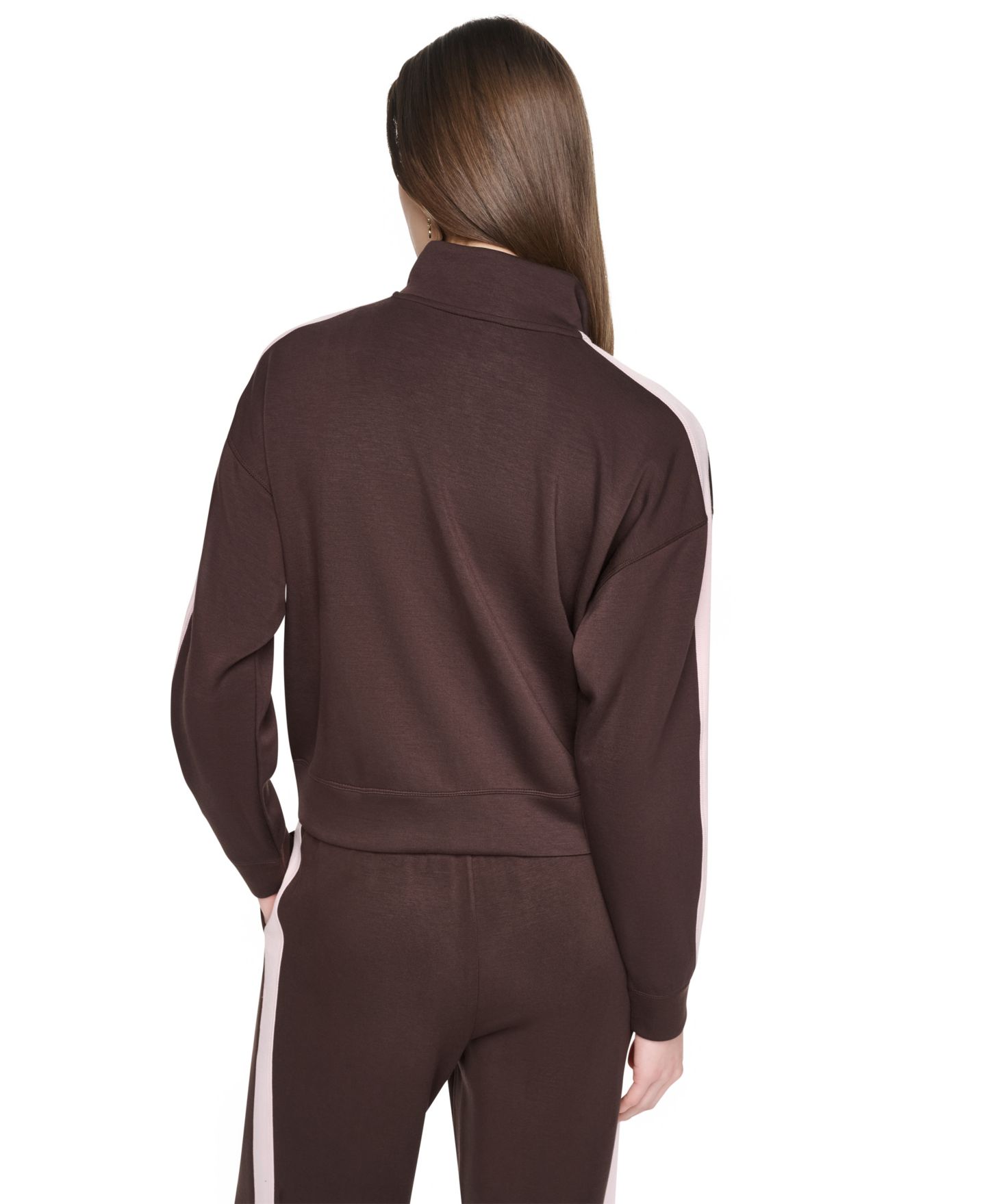 Женская куртка DKNY Sport Side Stripe Scuba Full Zip, цвет: Чёрный / Сливочный — фото 10