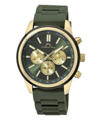 Men's Logan Chronograph Green Silicone Strap Gold Tone Watch 44 mm