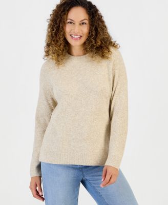 Petite LuxSoft Novelty Stitch Crewneck Sweater