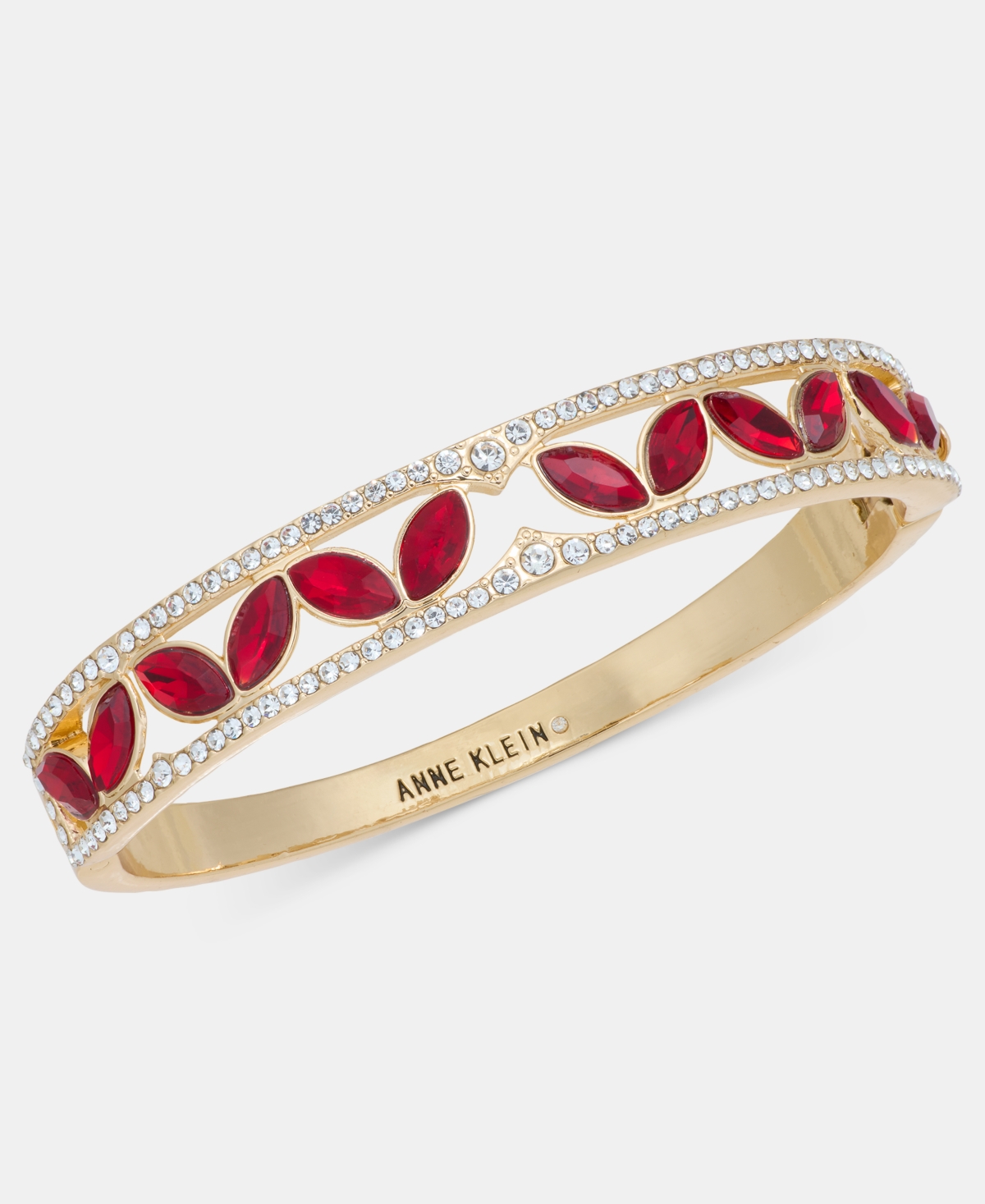 Anne Klein Crystal Gold-Tone Navette-Hinge Bracelet