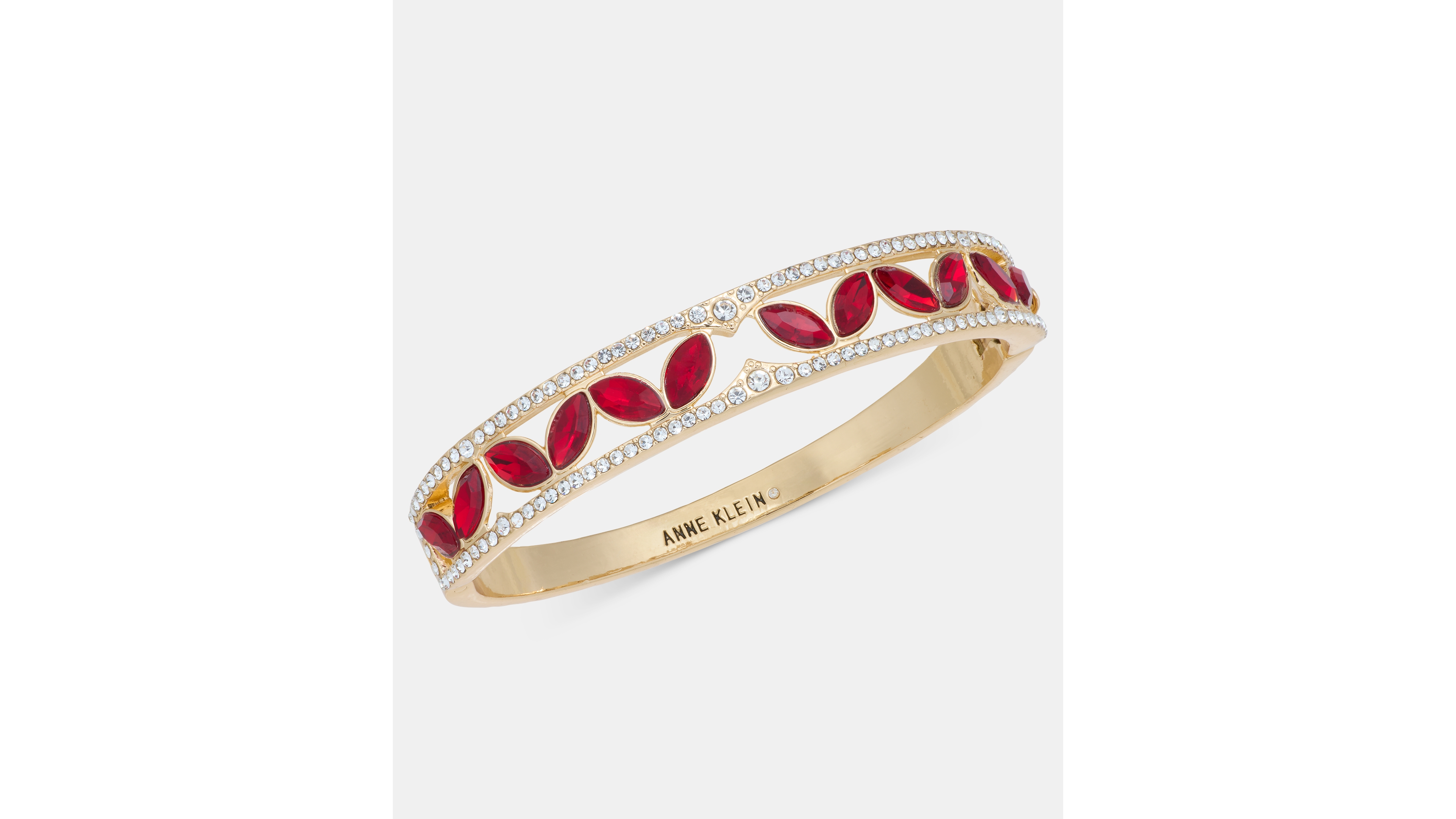 Anne Klein Crystal Gold-Tone Navette-Hinge Bracelet