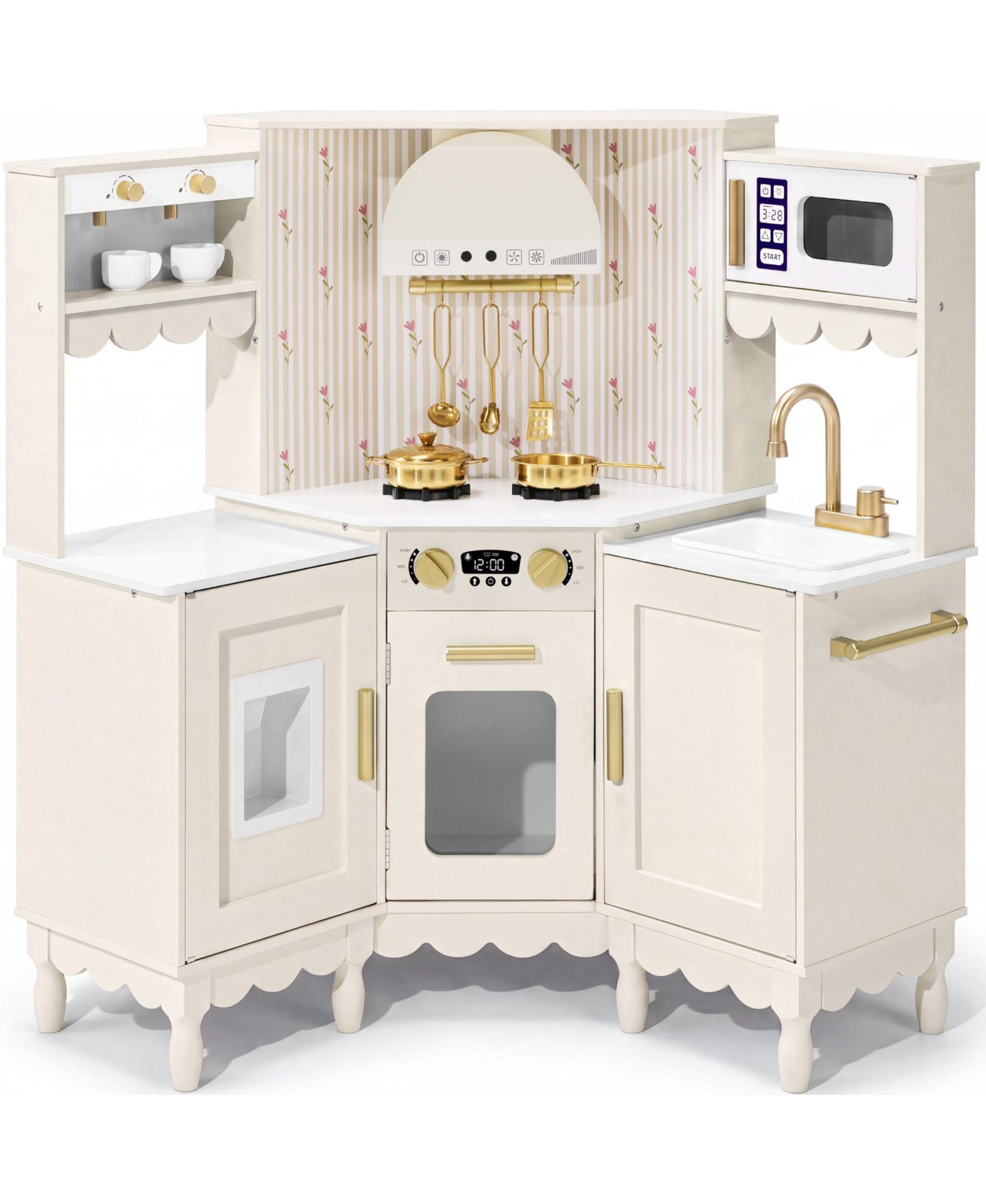 Детская игрушка Best Choice Products Cottage Corner Wooden Play Kitchen, Ages 3+, цвет: Кремовый — фото 1