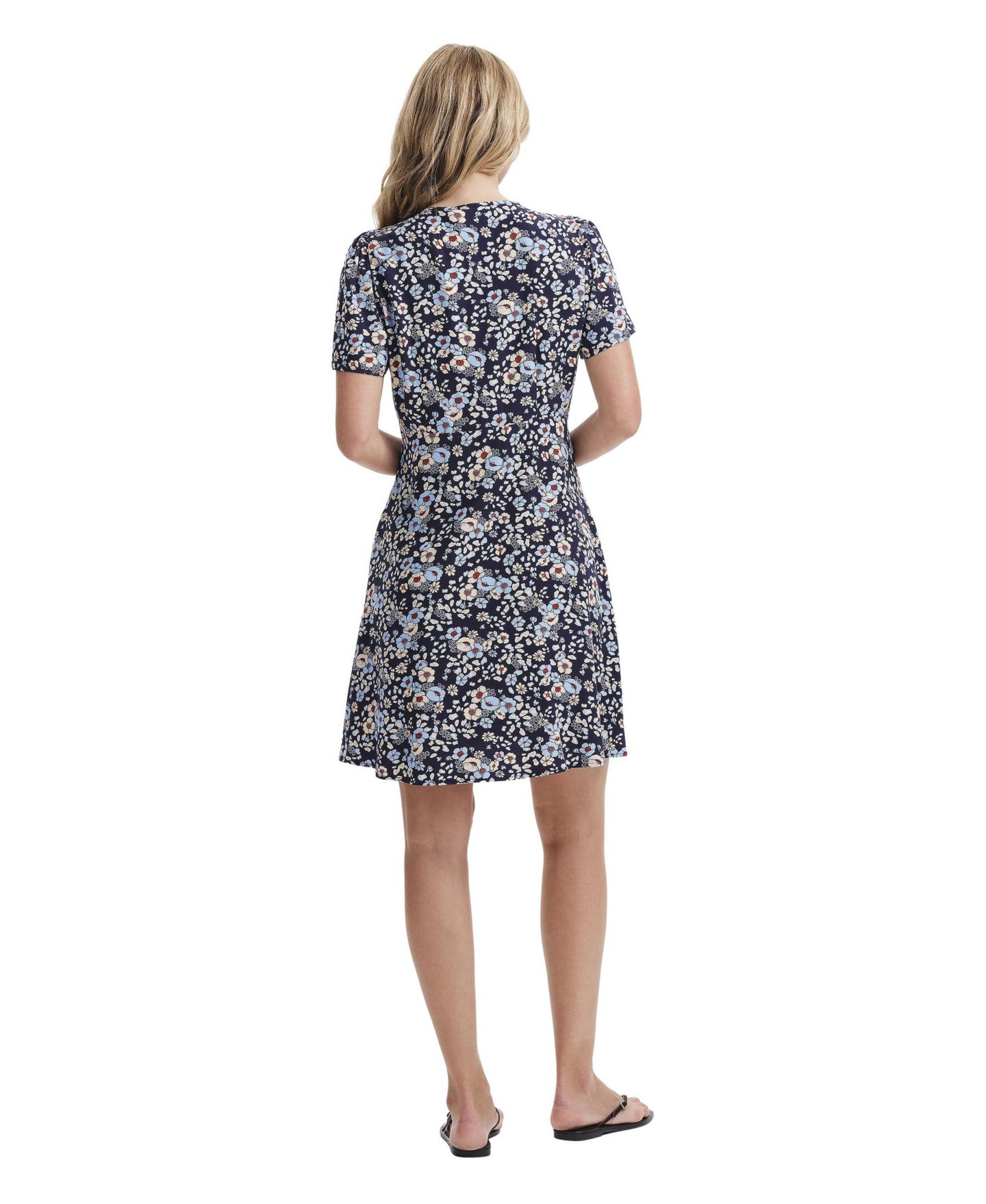 Женское платье Finery London Orlagh V-Neck Short-Sleeve Floral-Print, цвет: Синий с принтом — фото 3