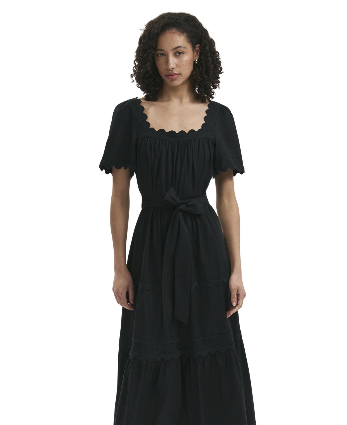 Finery London Women's Corina Cotton Midi Tiered Dress