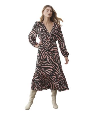 Women's Suzie Animal-Print Long-Sleeve Wrap Midi Dress