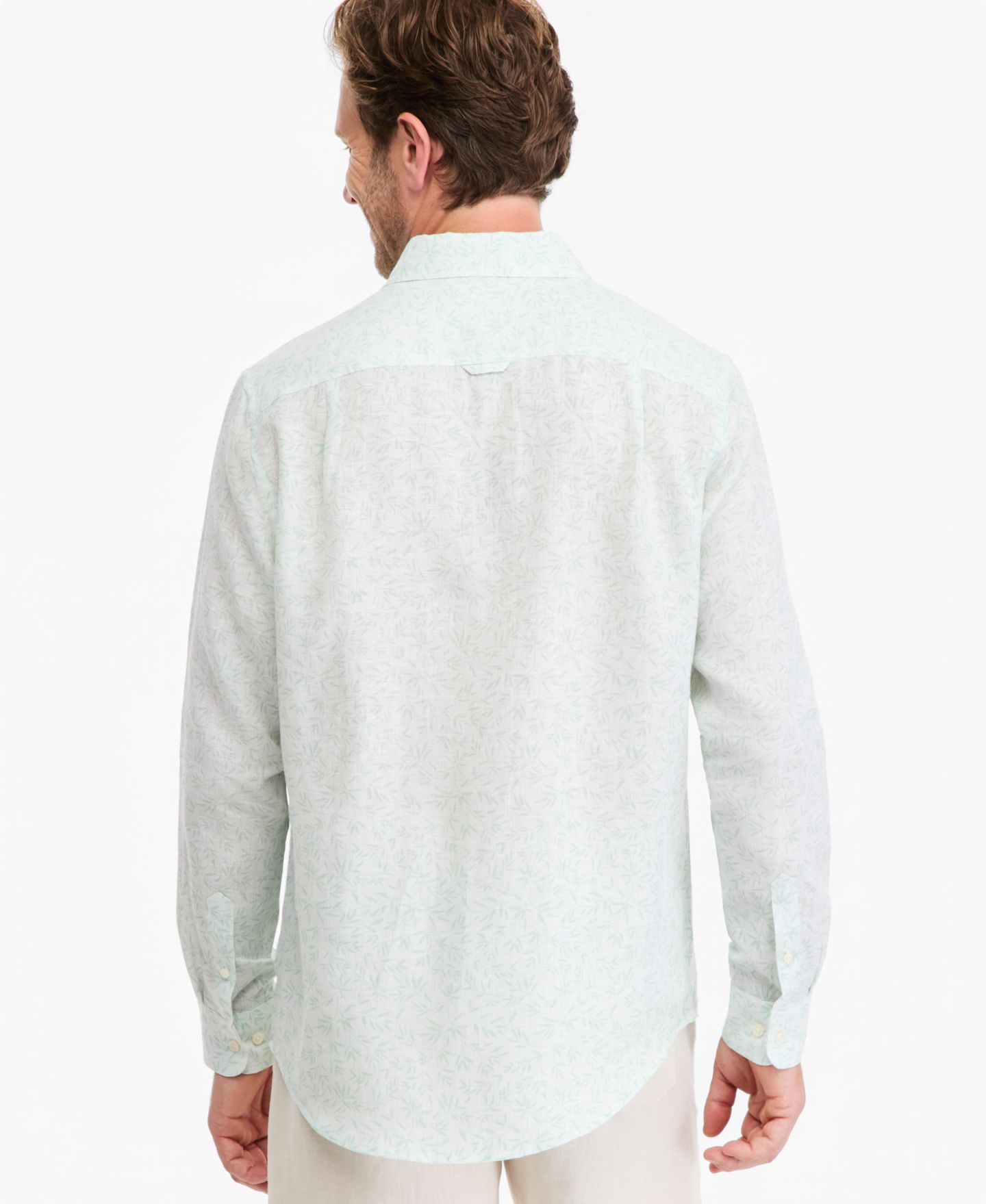 Мужская рубашка Club Room Hojas Long-Sleeve Floral-Print Linen, цвет: Зелёный / Оливковый — фото 3