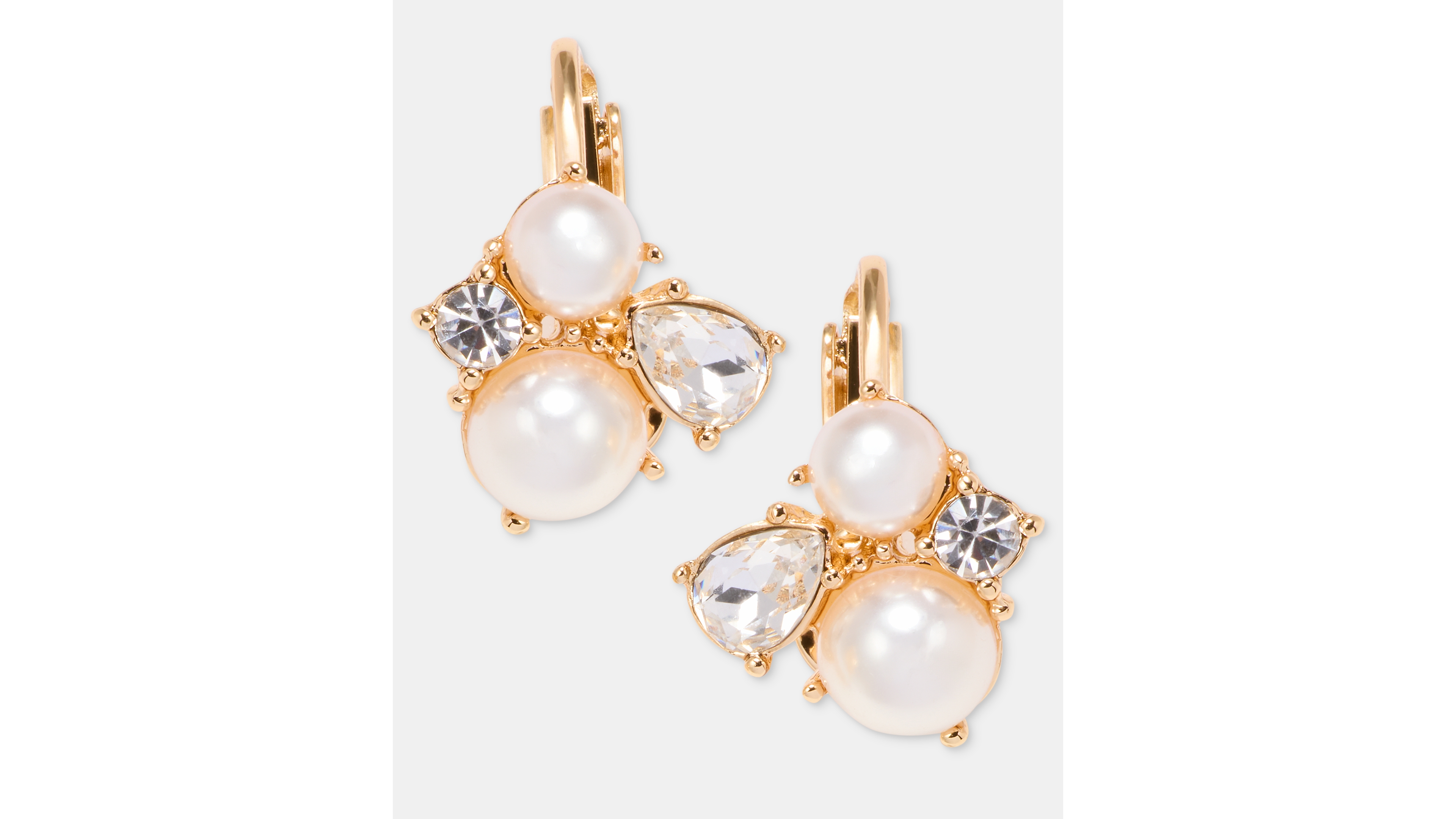 Anne Klein Glass Crystal and Imitation Pearl Cluster Clip-On Earrings