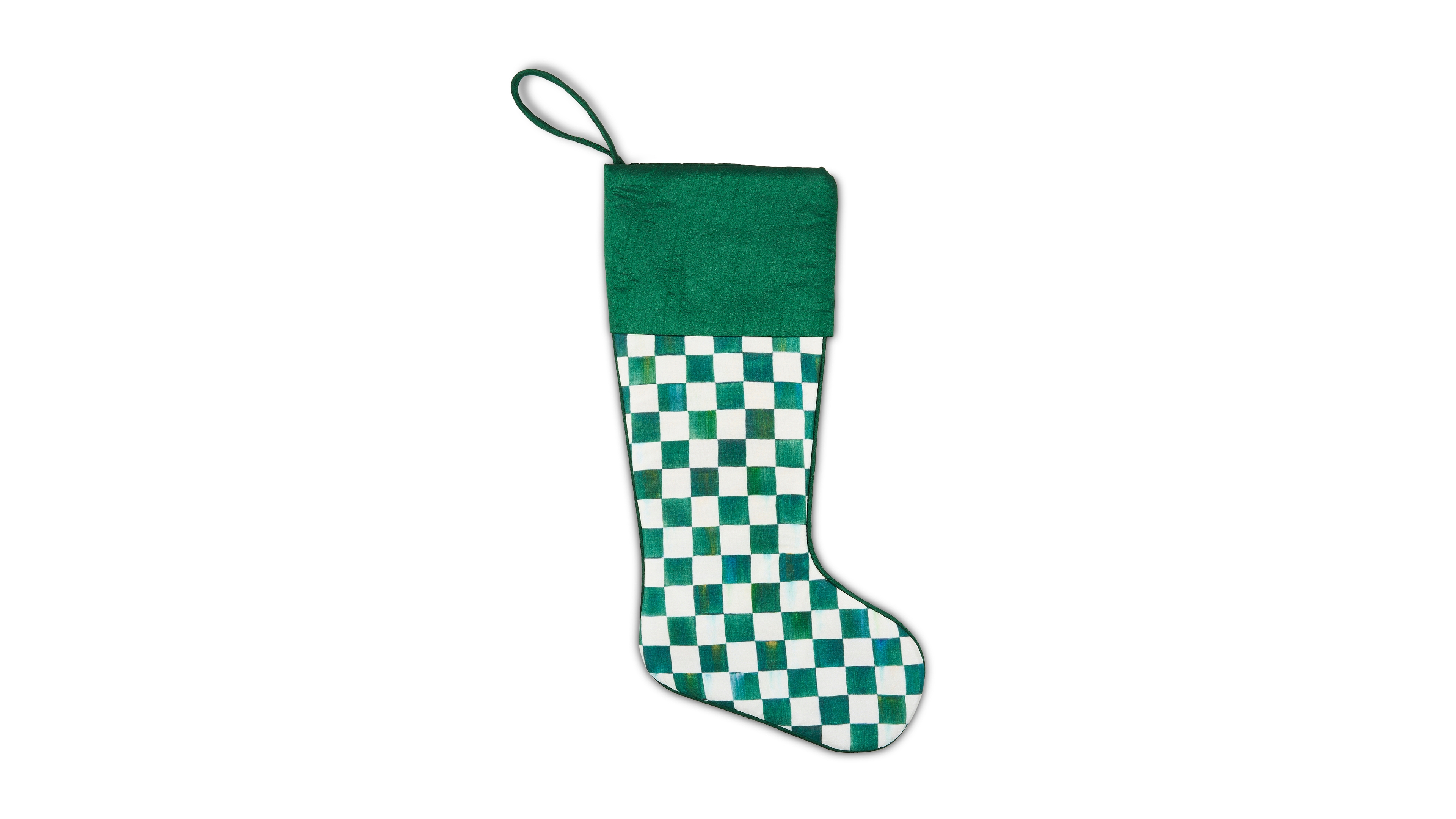 MacKenzie-Childs Emerald Check Stocking
