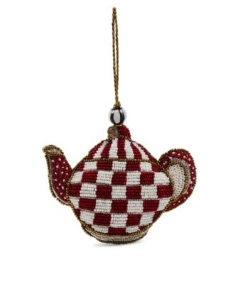 Cherry Check Teapot Beaded Ornament
