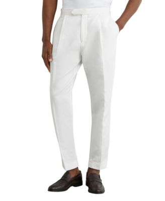 Men's Com Pleated Linen-Blend Tapered Trousers Pants