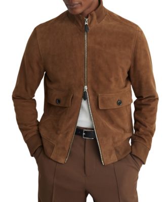 Men's Helliford Suede Funnel-Neck Bomber Jacket