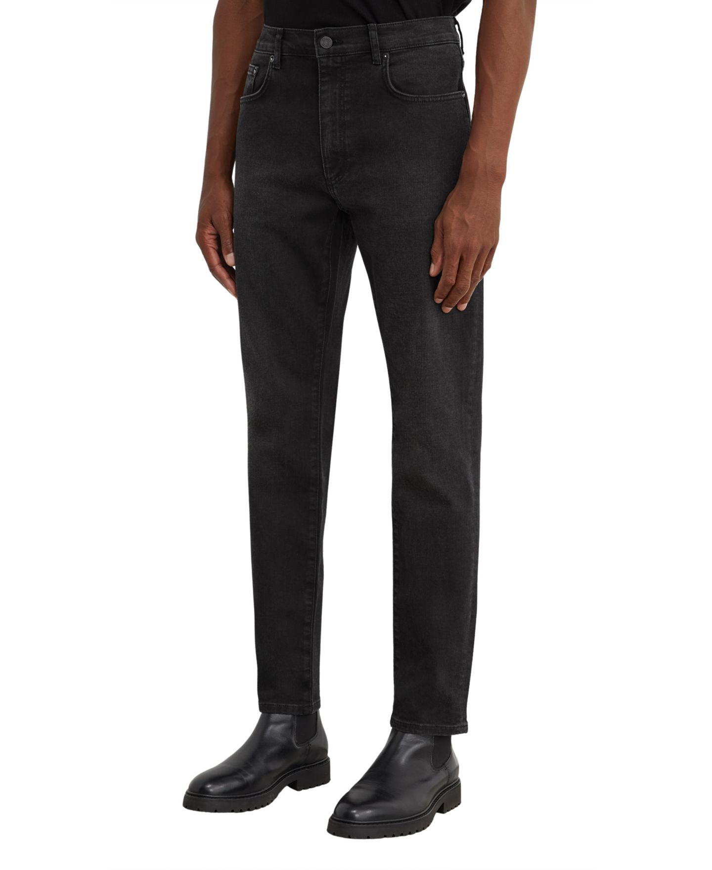 Мужские джинсы REISS Wall Slim-Fit Dark-Wash Denim Jeans, цвет: Чёрный — фото 1