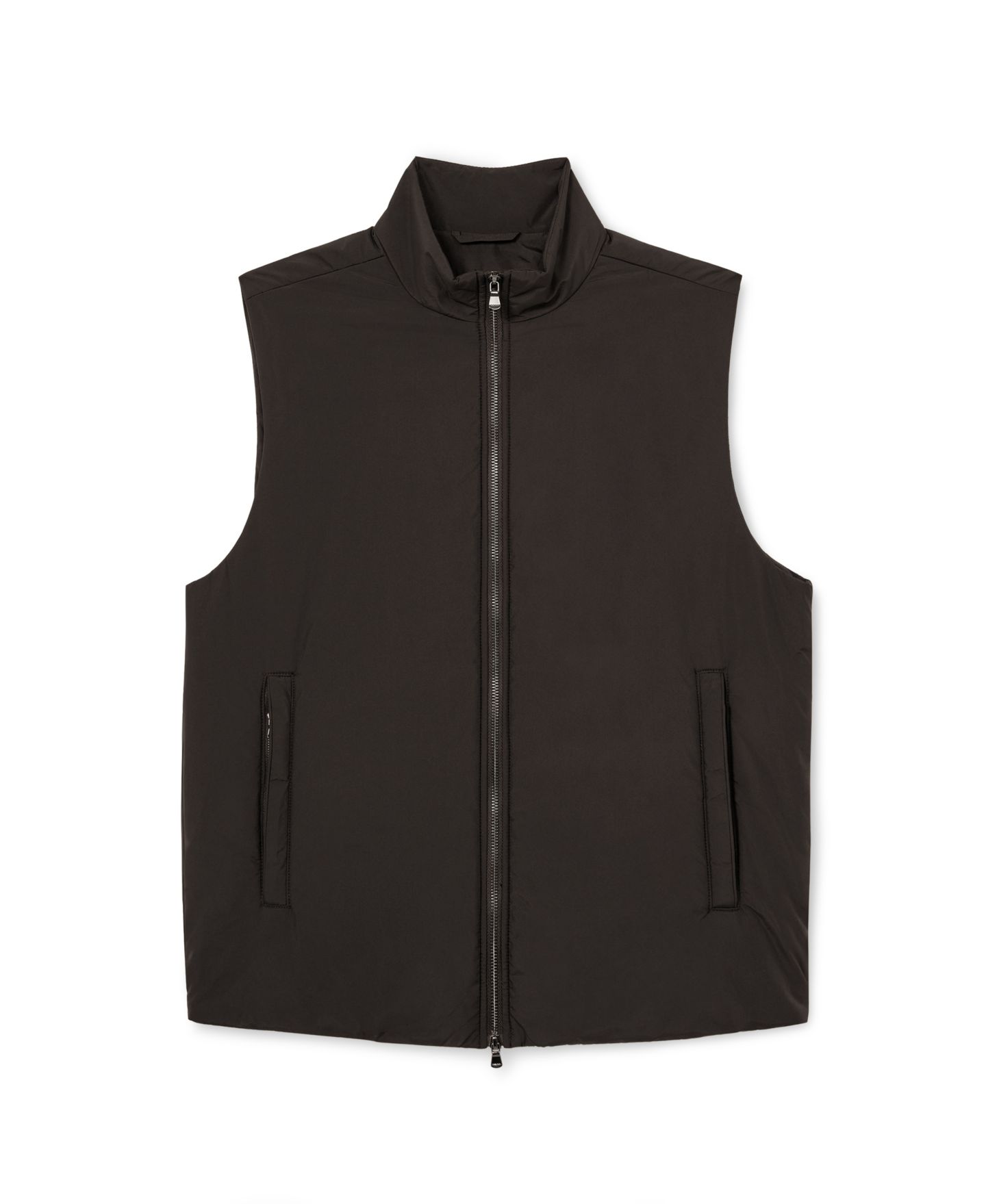 Мужской жилет REISS Axel Padded Funnel-Neck Two-Way Front Zip Vest, цвет: Тёмный коричневый — фото 5