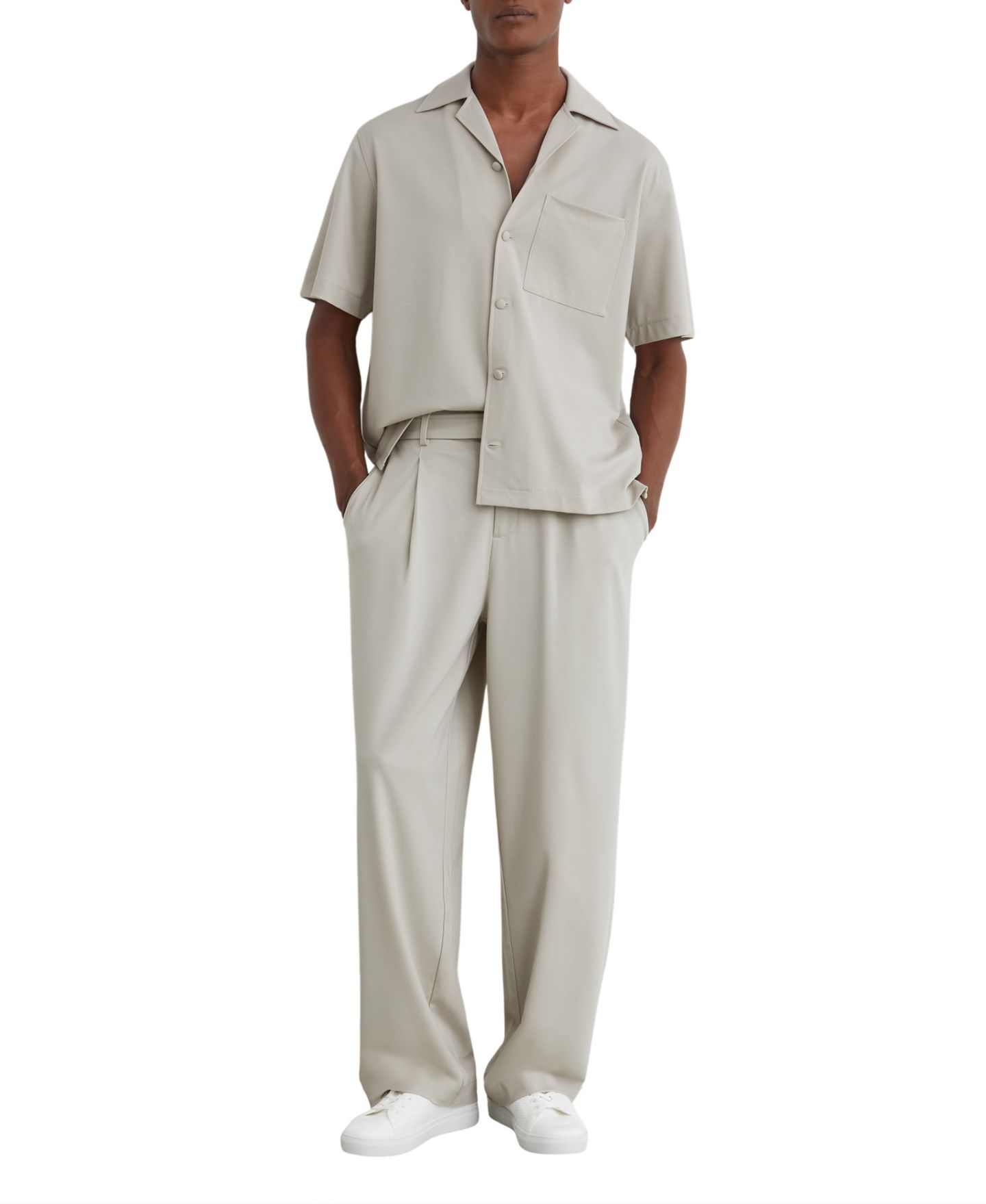 Мужская рубашка REISS Russo Stretch Cuban-Collar Short-Sleeve — фото 3