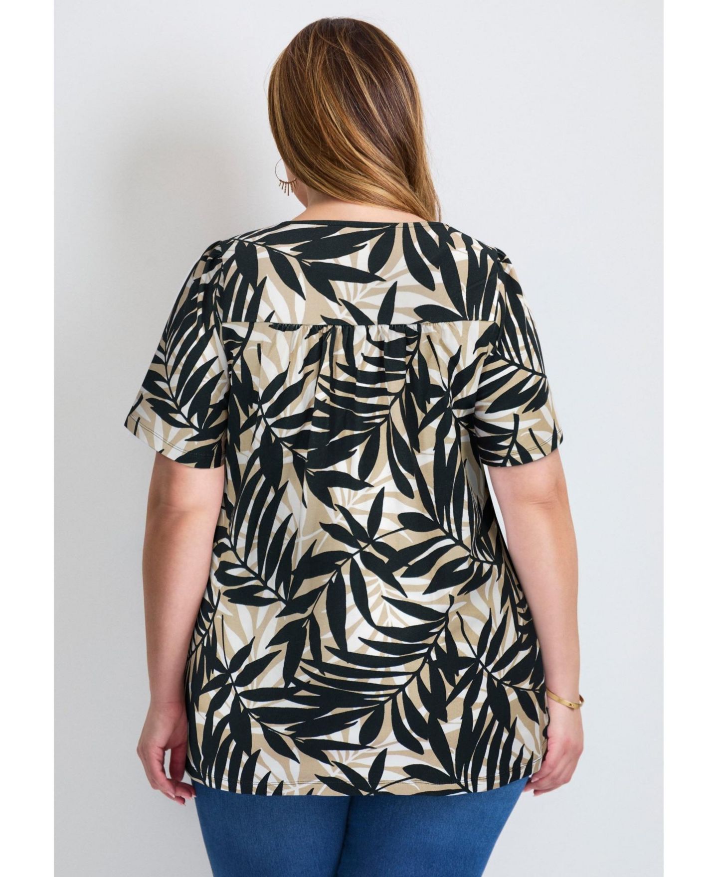 Женский топ Avenue Plus Size Smocked Squareneck, цвет: Нейтральный — фото 4