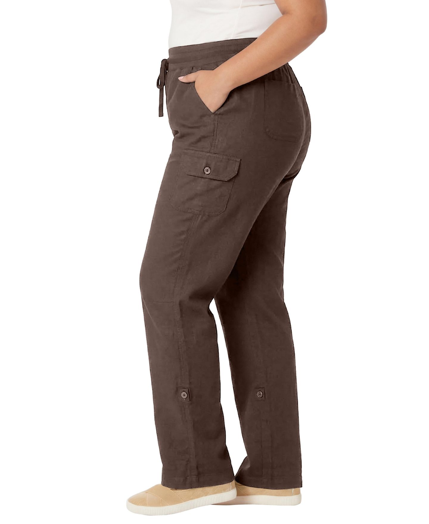 Женские брюки Woman Within Within 2 in 1 Convertible Cargo Pant to Capri, цвет: Шоколадный — фото 4
