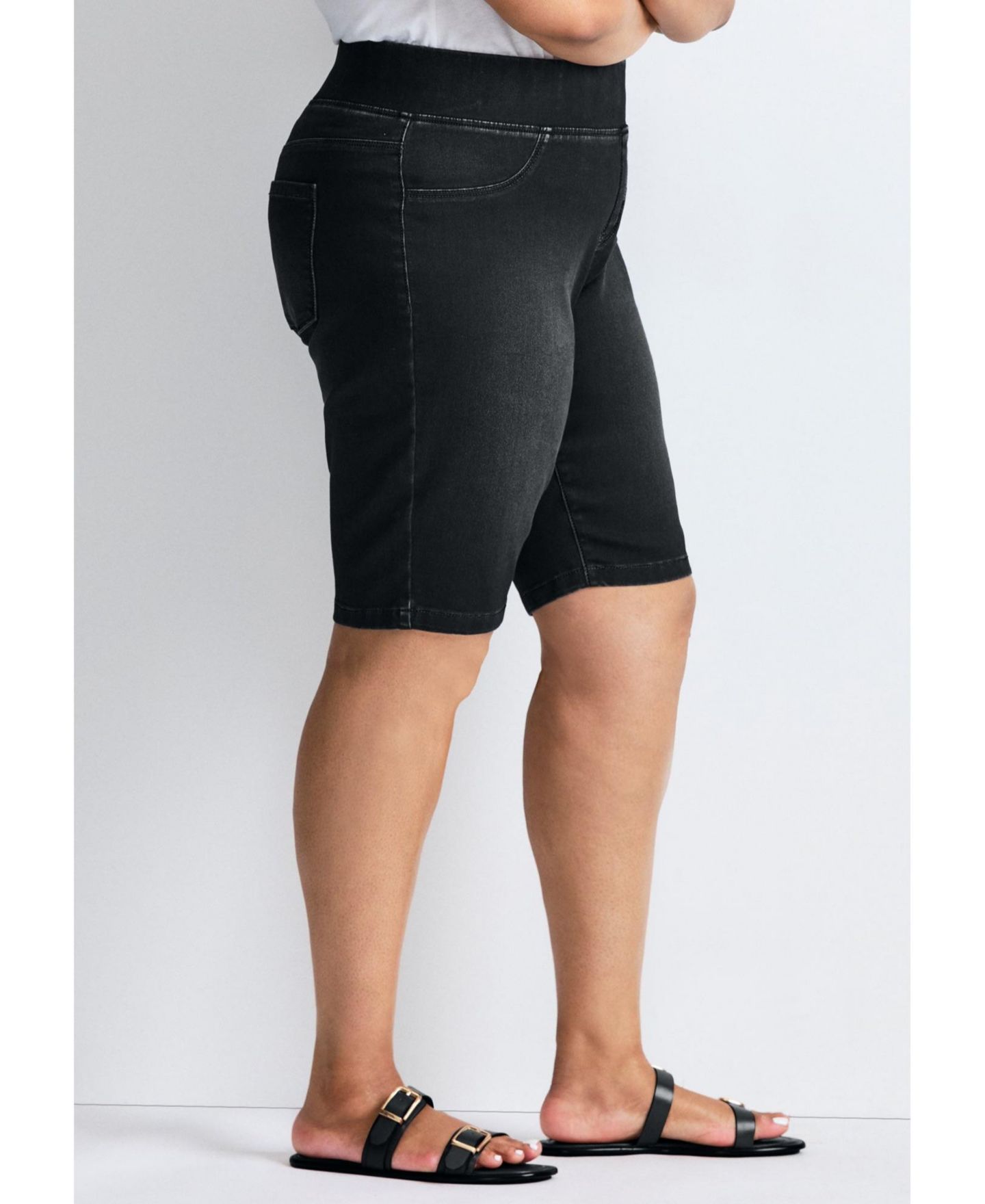 Женские шорты AVENUE Butter Denim Pull On Short, цвет: Чёрный — фото 4
