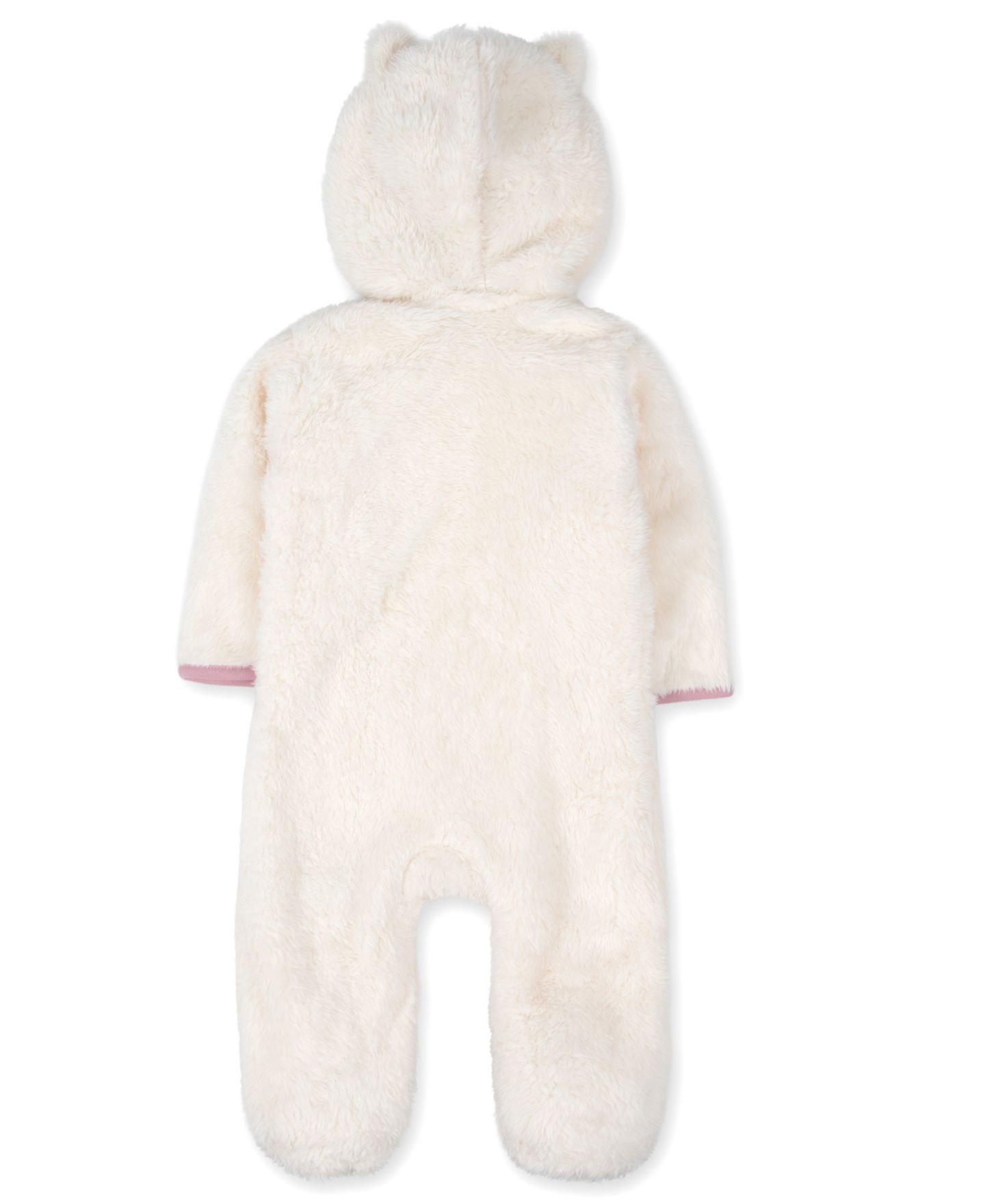 Baby Essentials Baby Girls' Cat Sherpa Hooded Zipper-Closure Footie, цвет: Белый — фото 3