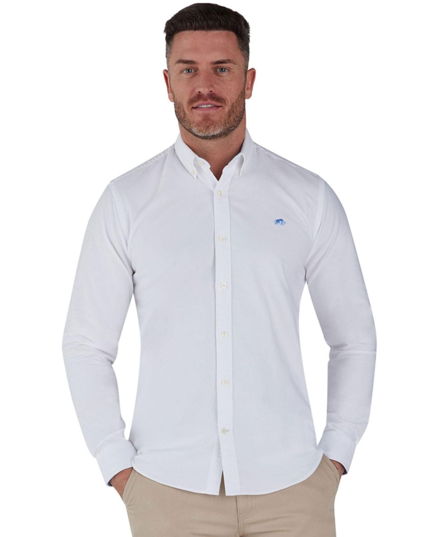 Мужские рубашки Raging Bull Classic 2 Pack Long Sleeve Oxford Casual shirts, цвет: Тёмно-синий / Белый — фото 2