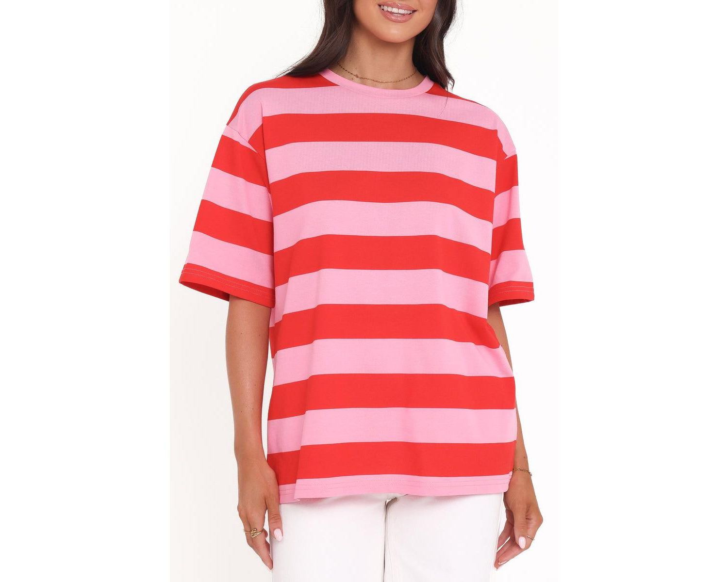 Women's Striped Crewneck Cotton-Blend Zestora Tee