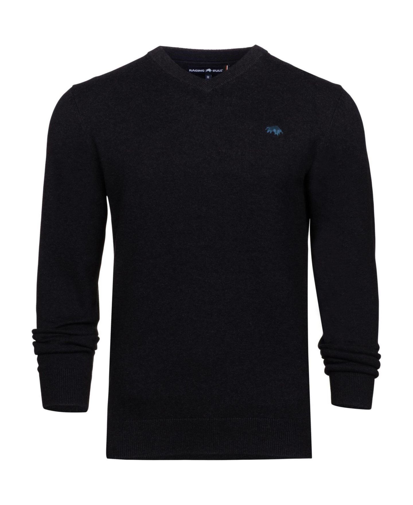 Мужской свитер Raging Bull Classic Long-Sleeve V-Neck Cotton-Cashmere Blend, цвет: Чёрный — фото 8