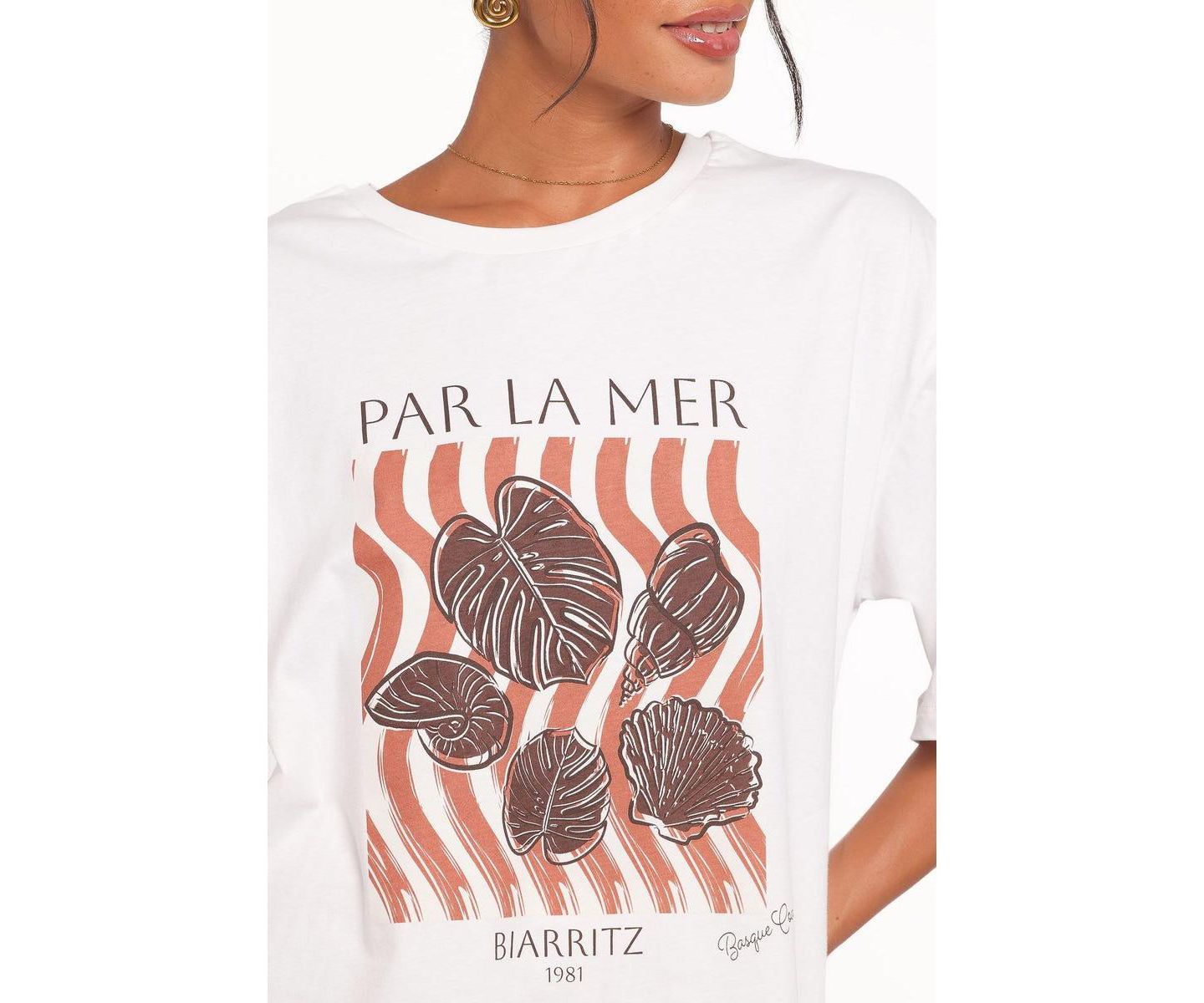 Женская футболка Petal and Pup Par La Mer Oversized-Graphic, цвет: Белый — фото 4