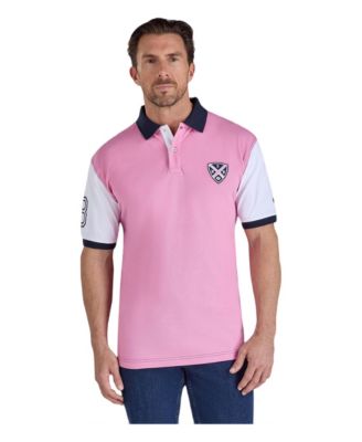 Men's Cut and Sew Jersey Contrast Sleeves and Collar Polo Shirt