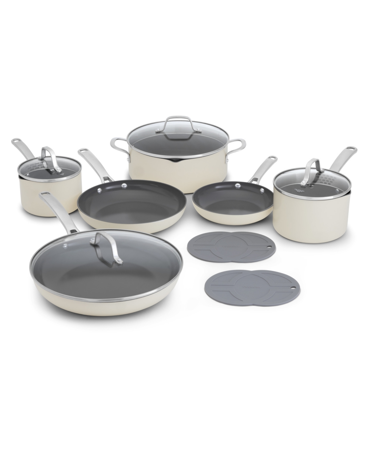 Calphalon Ceramic Nonstick 12-piece Cookware Set In Ivory