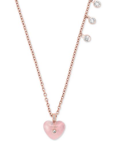 Michael Kors Rose Gold-Tone Stone and Crystal Pendant necklace