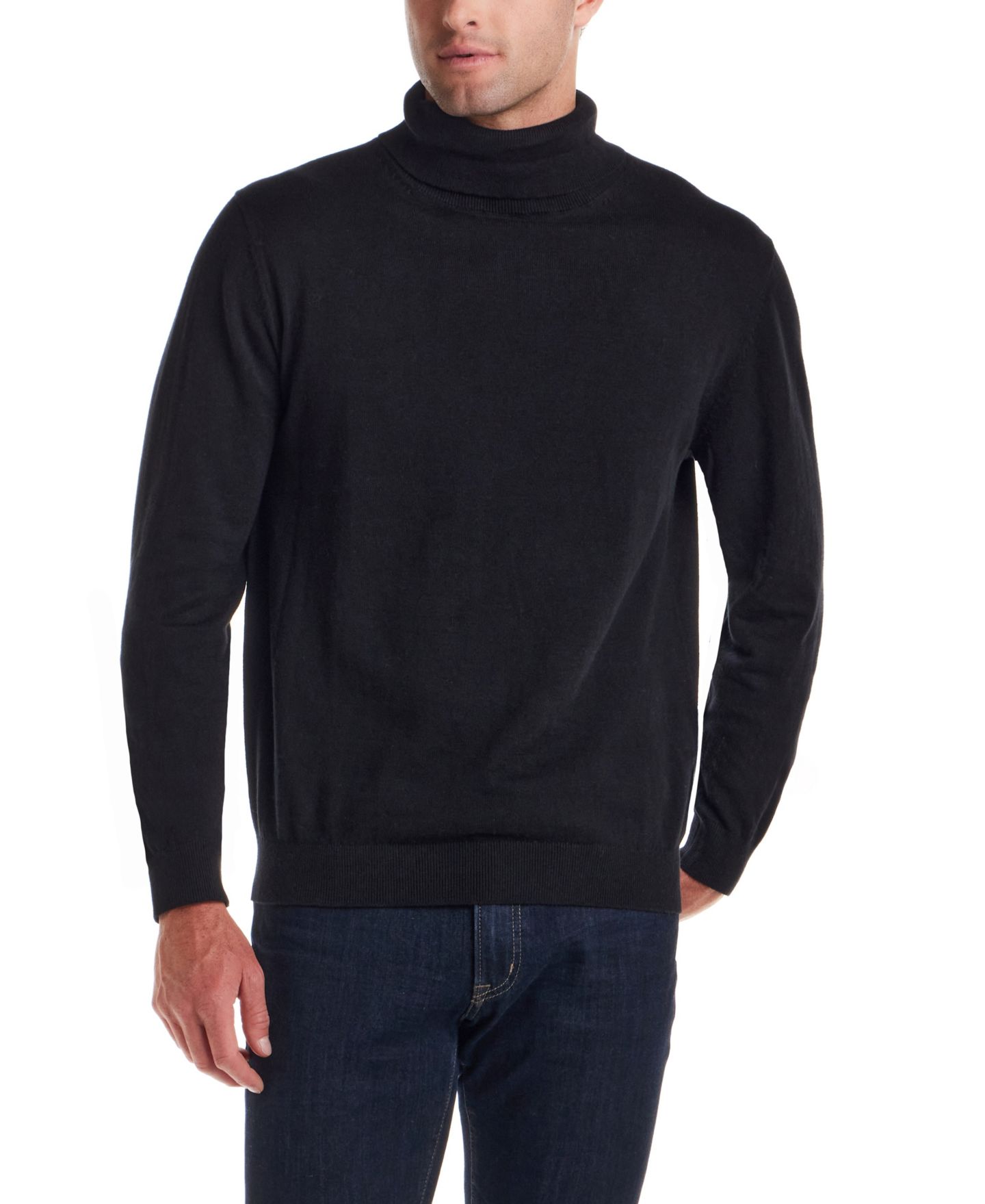 Мужской свитер Weatherproof Vintage Cotton Cashmere Turtle Neck, цвет: Чёрный — фото 1