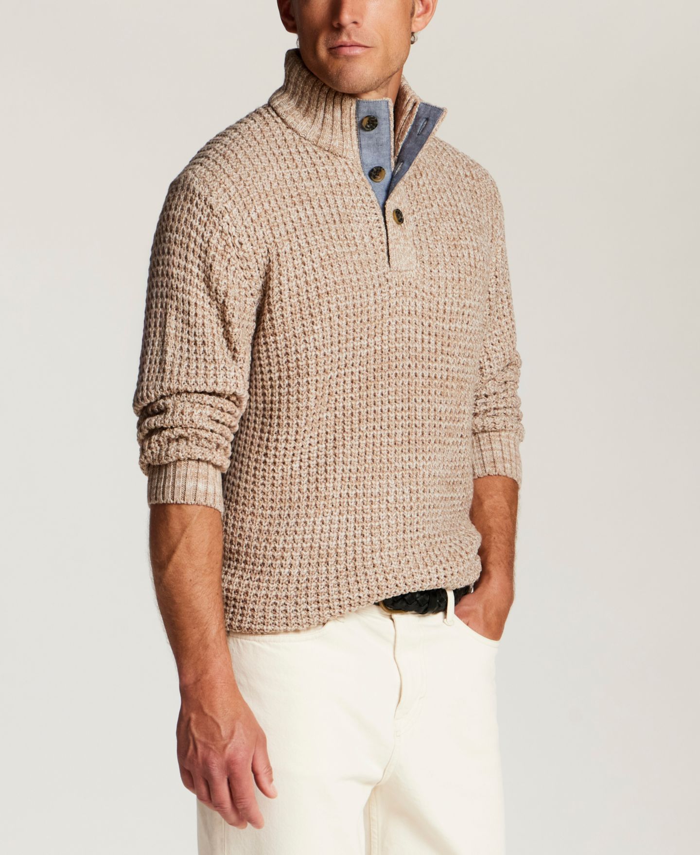 Мужской свитер Weatherproof Vintage Textured Mixy Mockneck, цвет: Бежевый — фото 2