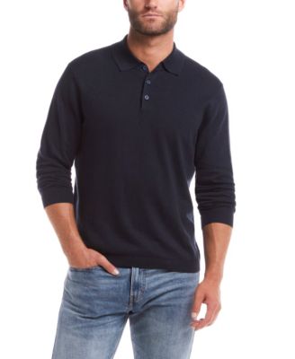 Men's Solid Cotton Cashmere Polo Sweater
