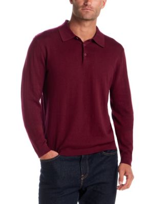 Men's Solid Cotton Cashmere Polo Sweater