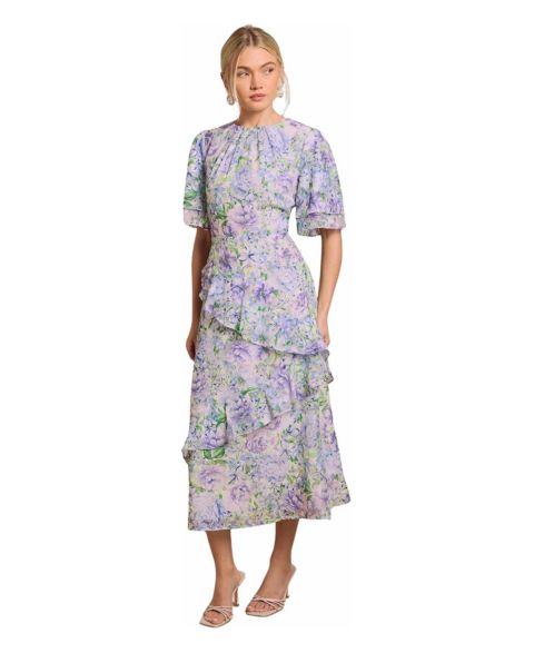 Женское платье Oasis Occasion Flora Jacquard Midi, цвет: Синий