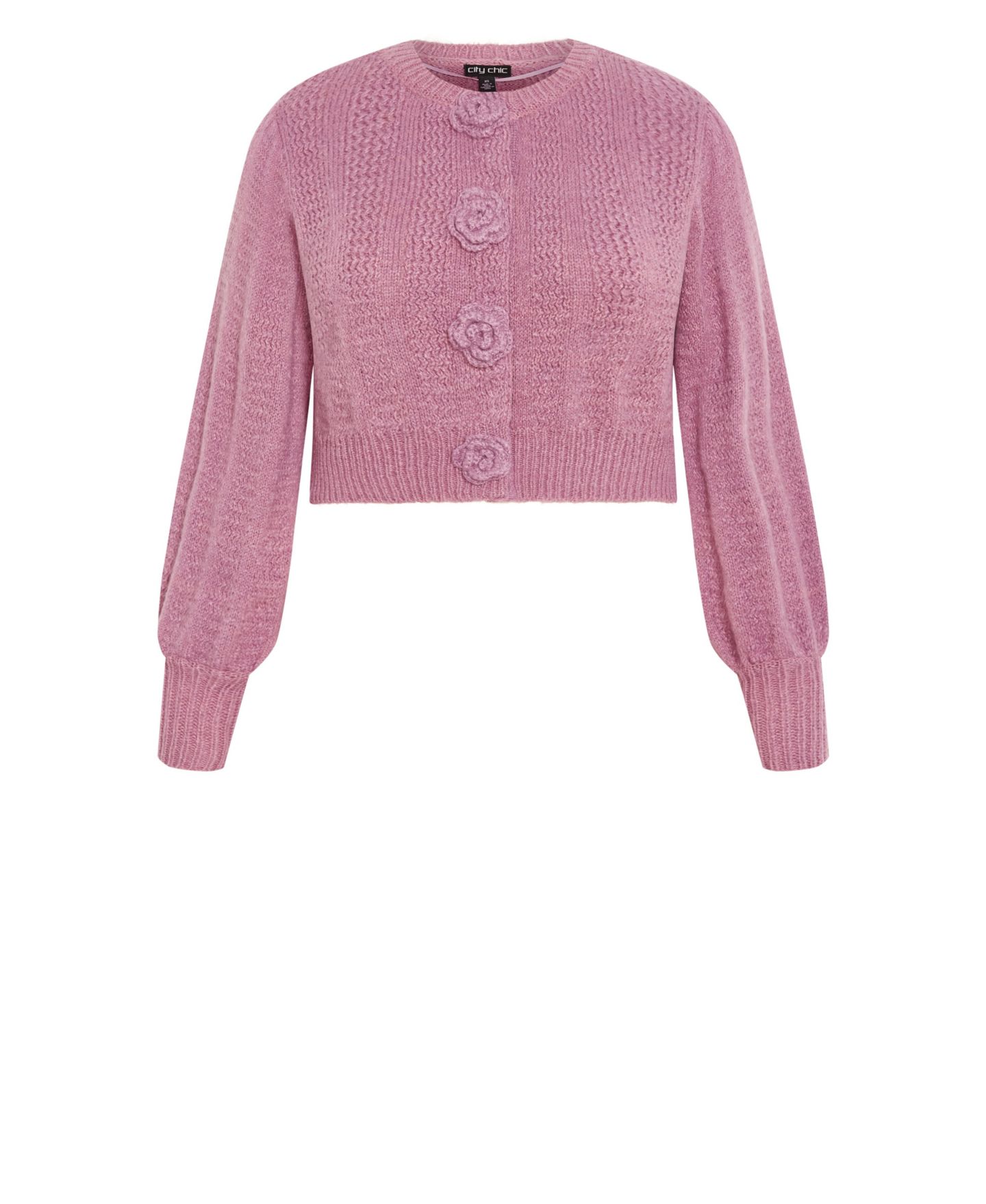 Женский кардиган CITY CHIC Plus Size Rosie Cropped Stretch-Knit Rose-Motif, цвет: Пыльный розовый — фото 4