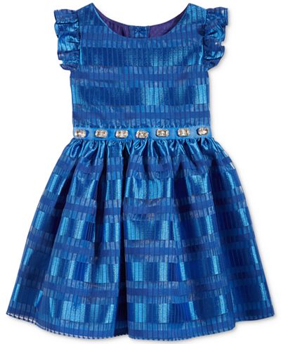 Sweet Heart Rose Embellished Shadow Striped Dress, Little Girls (2-6X)