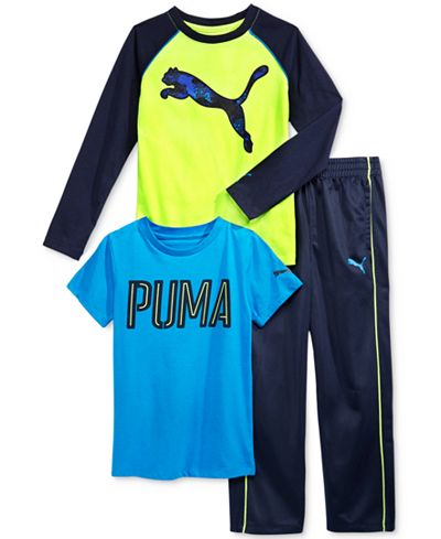 Puma 3-Pc. T-Shirt, Shirt & Pants Set, Little Boys (2-7)